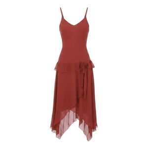 Vintage Y2K Silk Chiffon Dress Fairy Whimsigoth Size 8 Deep Red Rhinestone Vamp